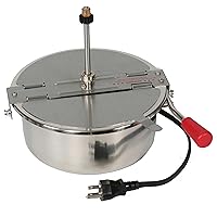 8-Ounce Replacement Kettle for Popcorn Machine 860W Kettle Popper with Lid, Stirrer, Gear Shaft, and 3-Prong Plug by Great Northern Popcorn