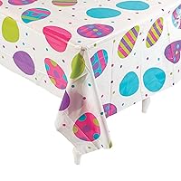 Fun Express Easter Egg Print Plastic Tablecover - Disposable Table Cloth - Easter Party Supplies