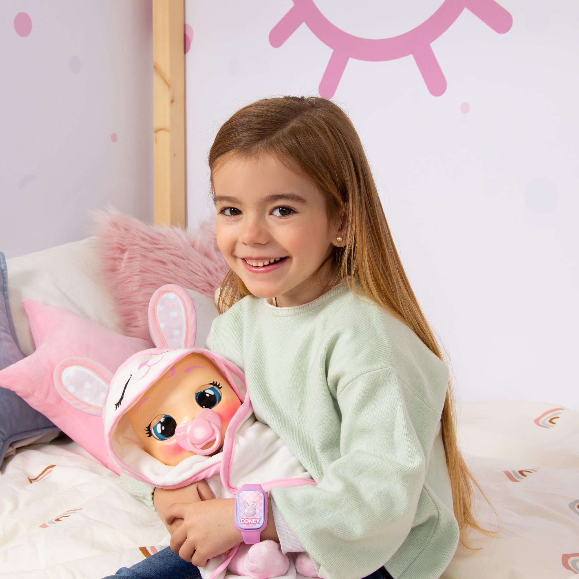 Cry Babies Newborn Coney - Interactive Baby Doll with 20+ Baby Sounds, Girls & Kids Age 18M and Up