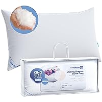100% Luxury Down Pillow - Siberian 800 FP Medium Support King Size - Pack of 1 - Family Crafted in NY - Designed for Side and Stomach Sleepers - Medium Loft