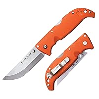 Cold Steel Finn Wolf 3.5in AUS8A Razor-Sharp Straight Back Blade 4.375in Griv-Ex Blaze Orange Handle Hunting Folding Knife, Boxed