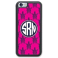iPhone 6 6S Plus Case, Phone Case Compatible iPhone 6 6S Plus [5.5 inch] Pink with Blue Turtles Monogram Monogrammed Personalized I6P
