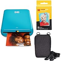 Step Instant Color Photo Printer with Bluetooth/NFC, Zink Technology & KODAK App for iOS & Android (Blue) Go Bundle, 2x3