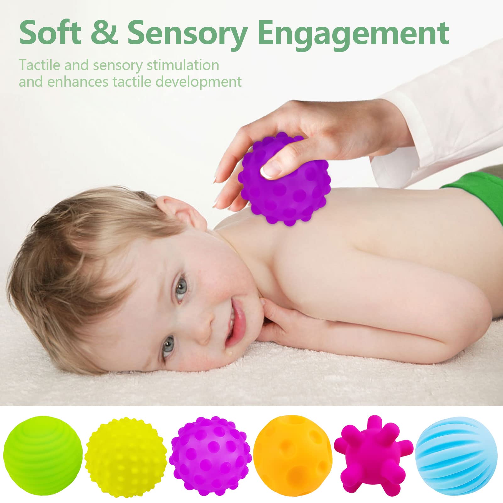 ROHSCE Montessori Toys for Babies 3 Months+, 12Pcs Baby Balls 3 to 12 Month for Babies & Toddlers 3M+, Educational Toys for Babies 6-12 Months