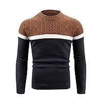 Sweaters for Men- Men Color Block Cable Knit Sweater (Color : Multicolor, Size : X-Large)