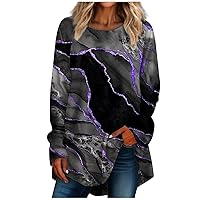 Women's Casual Crew Neck Sweatshirt Tie Dye Loose Fit Soft Long Sleeve Pullover Tops Tunic Pullover for Women