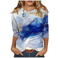 Women's Tops, 3/4 Sleeve Shirts for Women Cute Print Graphic Tees Blouses Casual Plus Size Basic Tops Pullover
