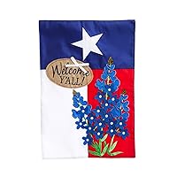Evergreen Flag Texas Blue Bonnets Garden Applique Flag | Welcome Texas State Garden Flag for Outside 12x18 Double Sided | Small House Flag for Lawn Yard Patio Deck Porch