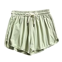 Women's Athletic Shorts Elastic Drawstring Running Shorts Pocket Sporty Quick-Dry Short Gym Lightweight Breathable Shorts