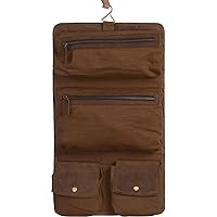 KomalC Premium Buffalo Leather Hanging Toiletry Bag Travel Dopp Kit