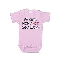Funny Baby Outfit/I'm Cute Mom's Hot Dad's Lucky/Unisex Bodysuit/Sublimated Design