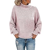 Women 2024 Chunky Pullover Sweater Fall Winter Knit Jumper Turtleneck Loose Pullovers Casual Trendy Cable Sweaters