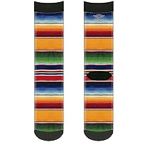 Buckle-Down unisex-adult's Socks Zarape2 Vertical Multi Color Stripe Crew, Multicolor