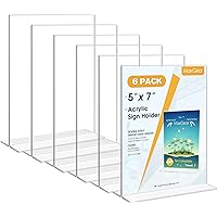 MaxGear Acrylic Sign Holder 5x7 inches 12 Pack, Table Paper Display Stand Clear Sign Frame Double Sided Menu Flyer Holder for Office, Restaurants, Store, Photo