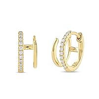 1/6 CT. T.W. Diamond Double-Row Huggie Hoop Earrings in 10k Yellow Gold