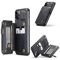 Ultra Slim Case Case for iPhone 11 Wallet Case with Card Holder, Premium PU Leather Kickstand Card Slots,Double Magnetic Clasp and RFID Anti-Theft Brush Function Phone Back Cover ( Color : Black )