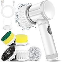 Electric Spin Scrubber Electric Cleaning Brush Cordless Power Scrubber with 5 Replaceable Brush Heads Handheld Power Shower Scrubber for Bathtub, Floor, Wall, Tile, Toilet, Window, Sink
