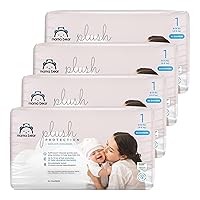 Amazon Brand - Mama Bear Plush Protection Diapers - Size 1, One Month Supply, Hypoallergenic Premium Disposable Baby Diapers, 216 Count (Pack of 4), White and Cloud Dreams