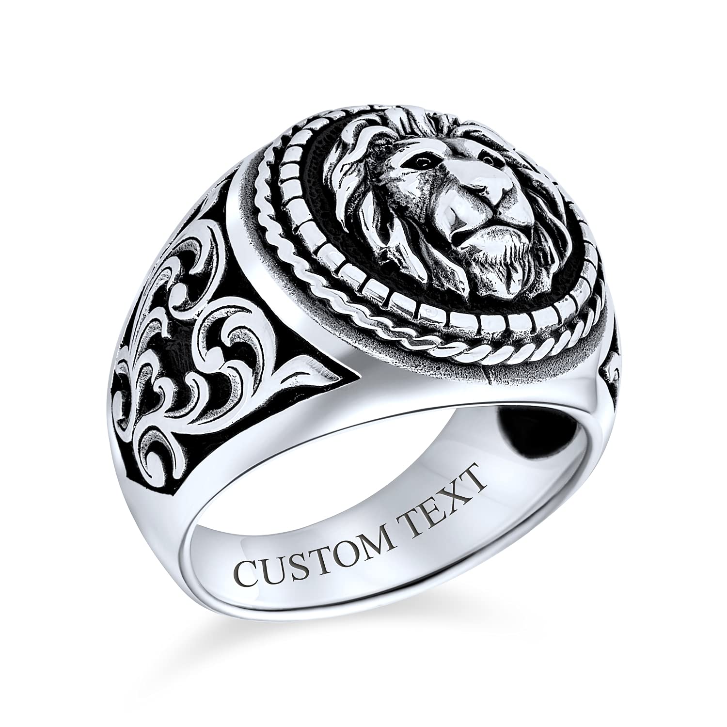 Personalize Statement Vintage Style King Of Jungle Lion Ring For Men Solid Oxidized .925 Sterling Silver Handmade In Turkey