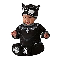 Marvel Black Panther Official Infant Deluxe Costume - Printed Jumpsuit with Booties and Mask Cap 6 - 12 months