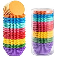 Gifbera Bright Rainbow Standard Cupcake Liners Solid Colorful Paper Baking Cups 400-Count