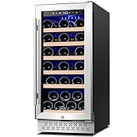 Tylza 15 Inch Wine Cooler Under Counter, 30 Bottle Capacity, Stainless Steel Tempered Glass Door, Constant Temperature Technology, Removable Shelves, Smart Control, 3.6 Cubic Feet