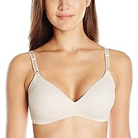 Warner's Women's No Side Effects Underarm-Smoothing Comfort Wireless Lightly Lined T-Shirt Bra 1056, Butterscotch/White Dot Print, 36D