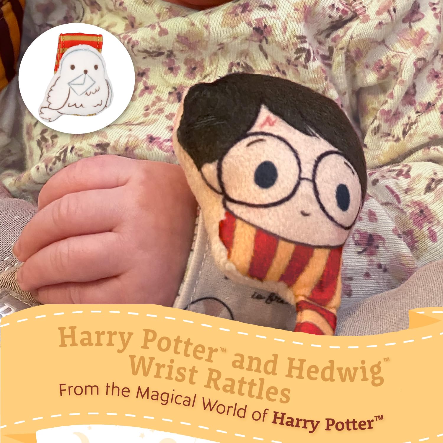 KIDS PREFERRED Harry Potter Hedwig Baby Infant Wrist Rattles with Hedwig Plush Rattle - Soft Baby Wrist Rattles Encourage Leaning Development Newborn to 12 Months Boys and Girls