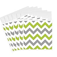 3dRose Greeting Cards, 6 x 6 Inches, Pack of 6, Green and Grey Chevron Zig Zag Pattern (gc_179803_1)