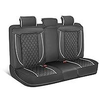 Prestige Premium Seat Covers, Semi-Custom Fit Car Seat Covers for Rear Bench Automotive Interior Cover for Car Truck Van SUV, Made with Faux Leather for Superior Feel & Durability - White