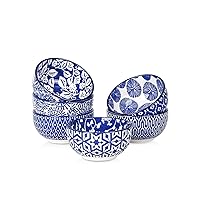Selamica Ceramic 4 OZ Small Bowls Set, Small Snack Dessert Bowls for Kitchen, 3.5 Inch Mini Bowls for Dipping Ice Cream Side Dishes, Microwave Dishwasher Safe, Set of 6, Vintage Blue