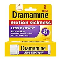 Motion Sickness Raspberry Cream Chewable Tablets 12 Count 2 Pack and Less Drowsy Tablets 8 Count Travel Vial
