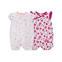 Burt's Bees Baby baby-girls Rompers, Set of 2 Bubbles, One Piece Jumpsuits, 100% Organic Cotton