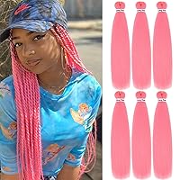 Liang Dian Pre Stretched Braiding Hair Braid Pink 22 inch 6 packs Hot Water Setting Professional Synthetic Fiber Crochet Twist Braids Hair Extension(Pink)