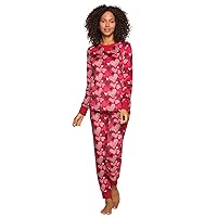 Felina Pajamas for Women, V-Notch Long Sleeve Top with Jogger Pant, Fleece Lined Women's Pajama Sets, Soft Poly Microfleece