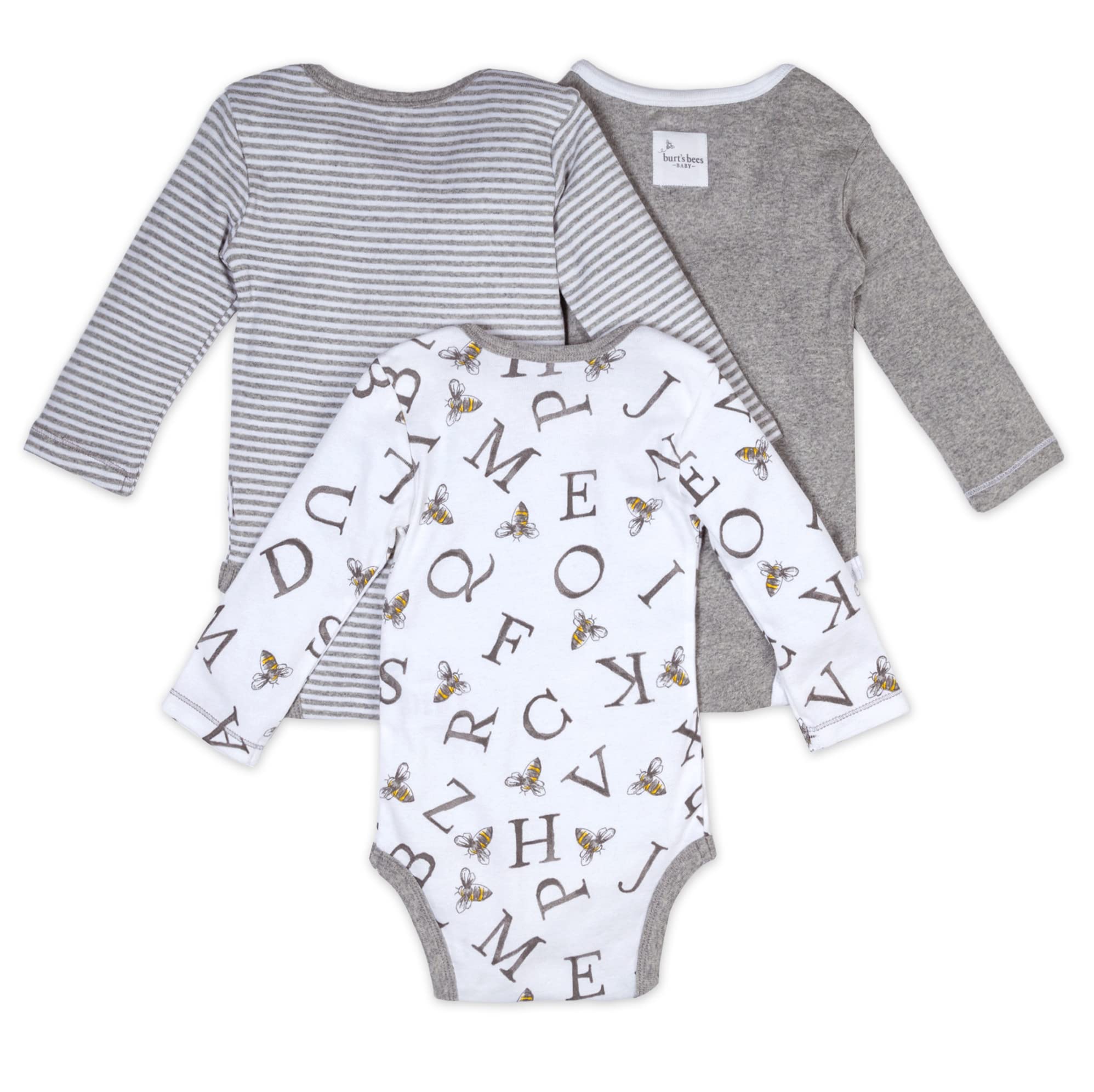 Burt's Bees Baby Unisex Baby Bodysuits, 3-Pack Long & Short-Sleeve One-Pieces, 100% Organic Cotton