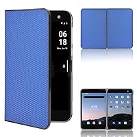 Smartphone Flip Cases Compatible with Microsoft Surface Duo Case,Ultra-Thin Leather Shockproof Protection case,PC+PU Leather Flip Folio Case Flip Cases (Color : Blue)