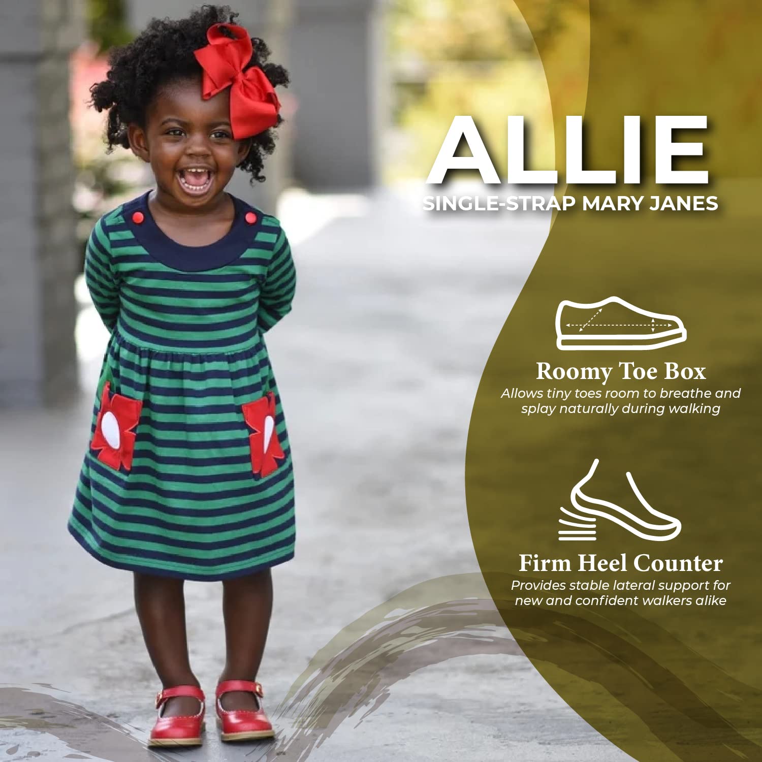 FOOTMATES Allie Leather Mary Jane Girls Party Dress Hard Bottom Shoes with Custom-Fit Insoles, Slip-Resistant Non-Marking Outsoles - for Infants, Toddlers, Little Kids, Ages 0-8