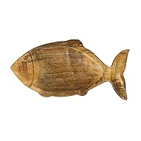 Creative Co-Op Coastal Carved Wood Fish Shaped, Natural Dish
