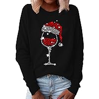 SNKSDGM Women Graphic Print Long Sleeve Cute Christmas Sweatshirts Crewneck Xmas Holiday Pullovers Top Tee T-Shirt