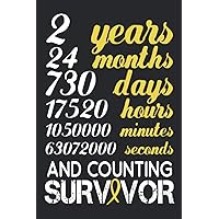 Two 2 Year Survivor: Blank Lined Journal Notebook To Write In for Men Women Childhood Bone Cancer Awareness Patient Gift Yellow Ribbon | Elegant Black Cover (6 x 9