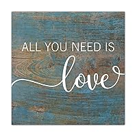 Wood Sign All You Need Is Love Rural Rustic Wooden Board with Rope Old Fashioned Wooden Home Sign Wall Hanging Door Plaque for Bedroom Kitchen Decorations 6 Inch