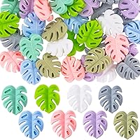 24PCS Colorful Silicone Leaf Beads for Jewelry Making, Leaf Shape Beads, Loose Beads Silicone Focal Bead for DIY Crafts, Jewelry Making, Necklace, Bracelet, Earrings for Women, Girls -8 Colors