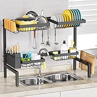 SNSLXH［2 Tier 4 Baskets］Over The Sink Dish Drying Rack, 24.8