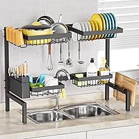 MERRYBOX Over The Sink Dish Drying Rack Adjustable Length (25-33in