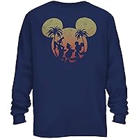 Disney Mickey Mouse Donald Duck Goofy Sunset Disneyland World Funny Distressed Adult Graphic Long Sleeve Shirt for Men
