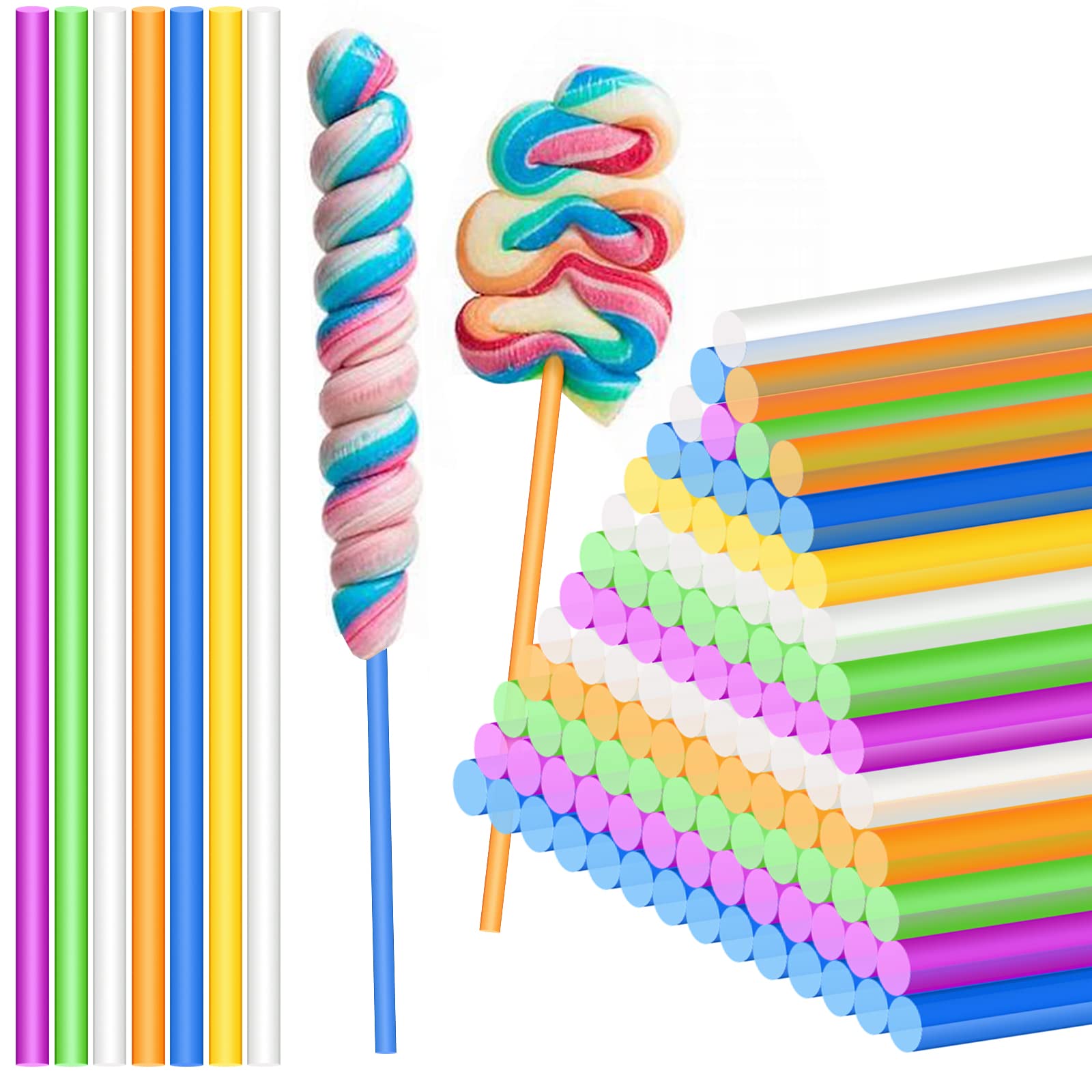 Kamehame 30 Pieces Acrylic Rods 12.2 Inch Acrylic Dowel Rods Round Cake Topper Rod Cake Pop Sticks Acrylic Strip Sticks for DIY Crafts Handwork Supplies Candy Dessert(6 Colors,5 for Each Color)
