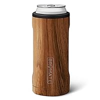Hopsulator Slim Can Cooler Insulated for 12oz Slim Cans | Skinny Can Insulated Stainless Steel Drink Holder for Hard Seltzer, Beer, Soda, and Energy Drinks (Walnut)