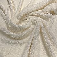 DAVID TEXTILES Solid Natural Creamy White Sherpa Plush Fabric by The Yard, 60 Inches