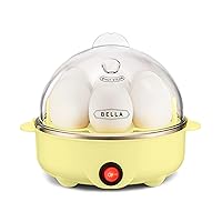 BELLA Rapid Electric Egg Cooker and Poacher with Auto Shut Off for Omelet, Soft, Medium and Hard Boiled Eggs - 7 Egg Capacity Tray, Single Stack, Yellow